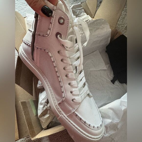 NIB Zadig & Voltaire high flash smooth high top sneakers silver studs 41 - Picture 8 of 12